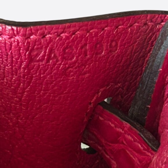 Hermes Pink Frambois Togo & Crocodile Touch Birkin 25 - Picture 8 of 8